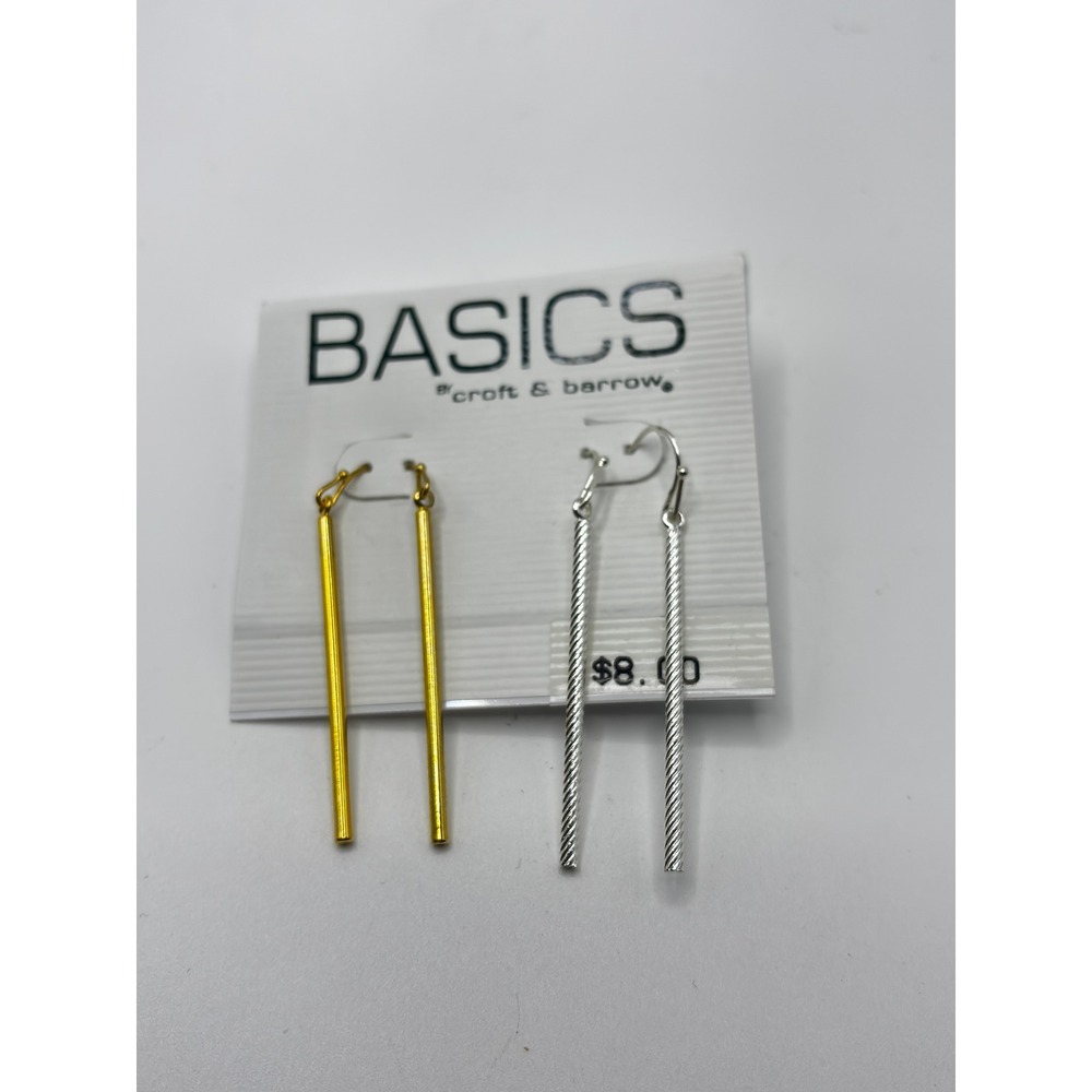 Croft & Barrow Earrings Womens OS Multi Color 2 Pair Bar‎ Drop Set